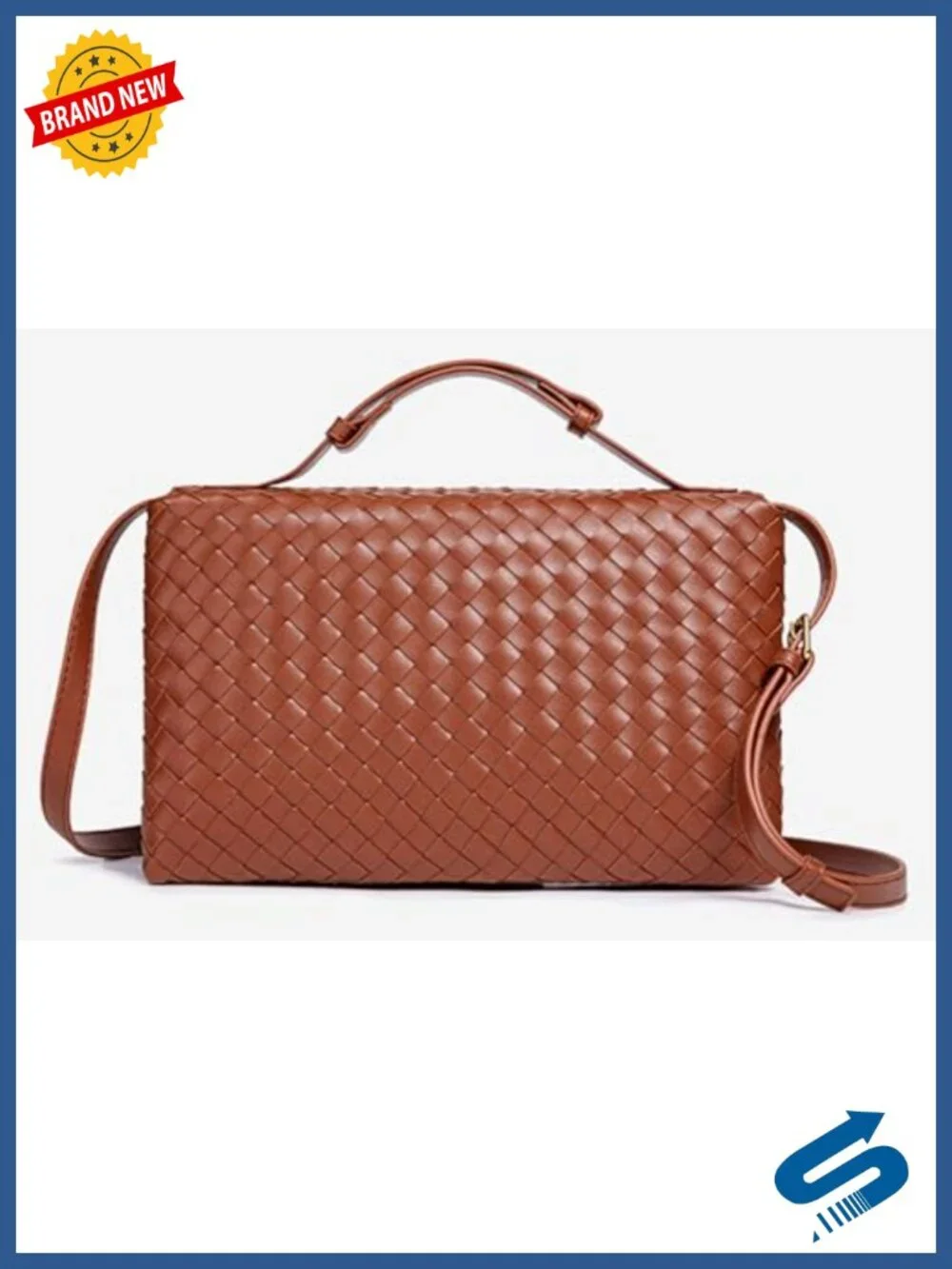 PU Leather Woven Crossbody Hobo Bag Women Trendy Turn Lock Handbag